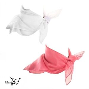 50s Style Sheer Chiffon Square Scarves Set w 1 White and 1 Pink Scarf - Hey Viv
